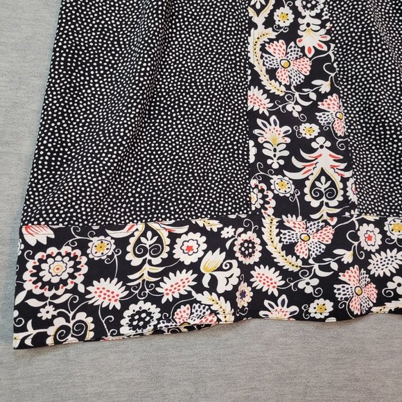 Boden Tunic Dress Womens 2 R 3/4 Sleeve Black Floral Polka Dot - Picture 2 of 16